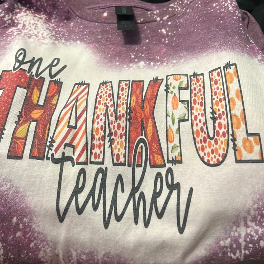 “One thankful teacher” teacher thanksgiving shirt